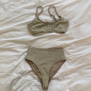 TRIANGL swimwear high waist gold sparkle bikini set